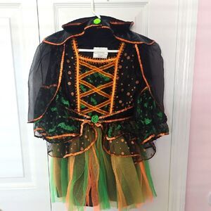 Kids Halloween Witch Costume - Black, Green, and Orange